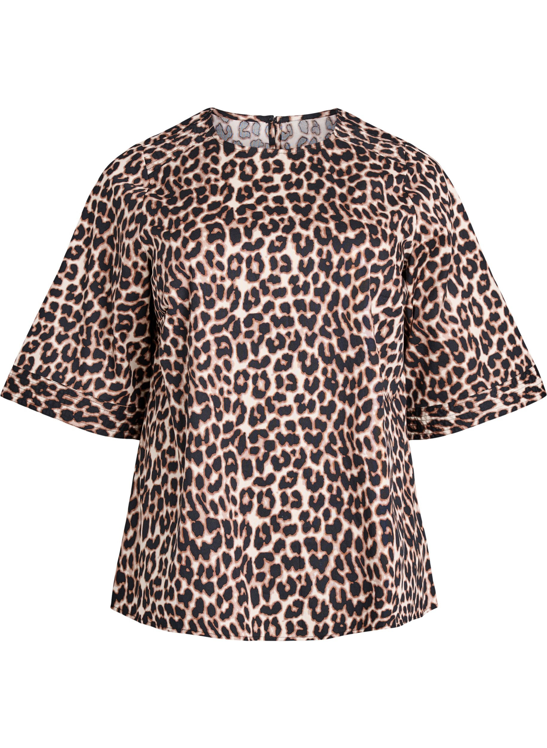 ZizziBluse mit Ziern&auml;hten und 3/4-&Auml;rmeln, Braun, Packshot image number 0