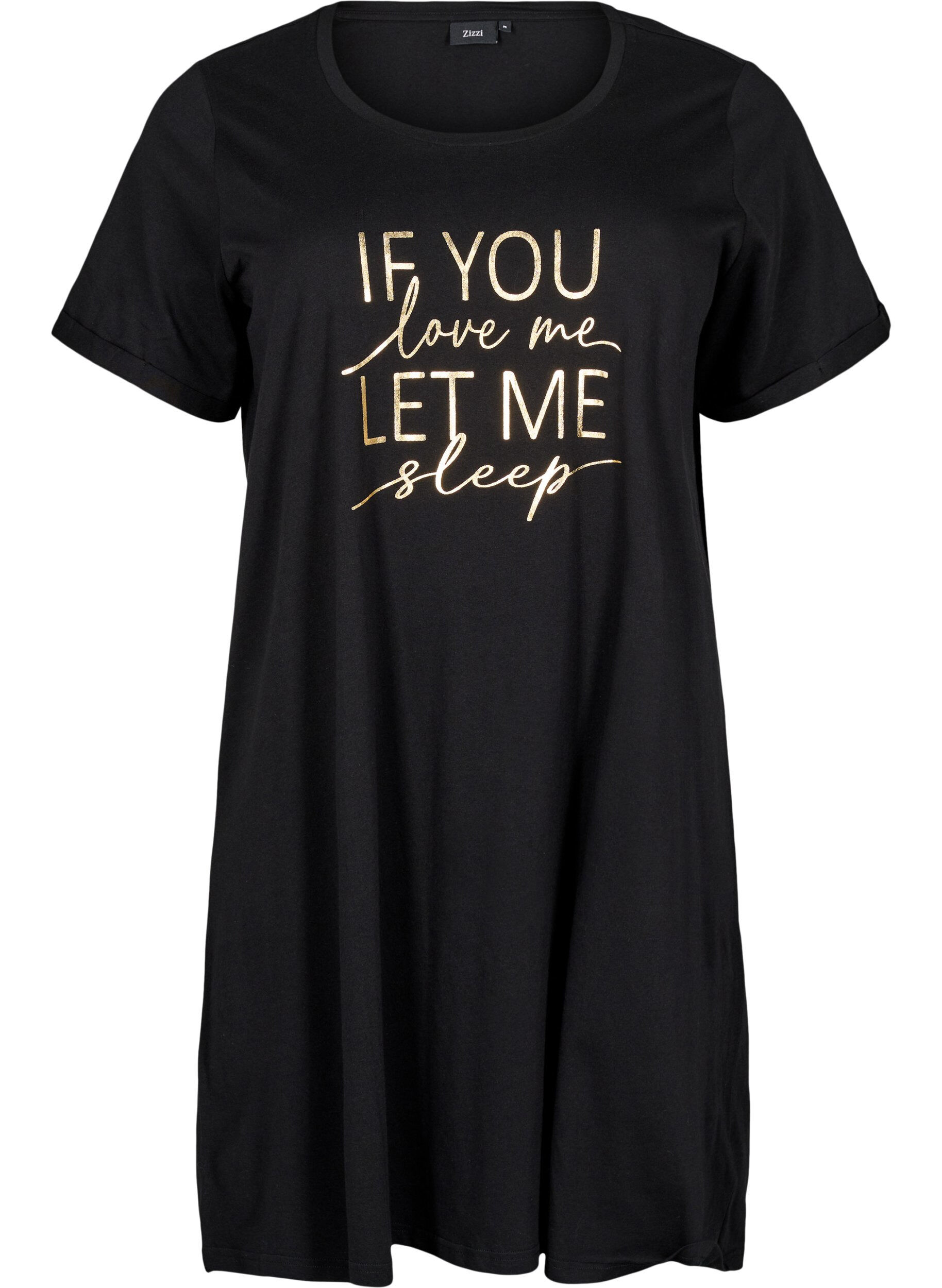 ZizziKurz&auml;rmeliges Nachthemd aus Bio-Baumwolle, Schwarz, Packshot image number 0