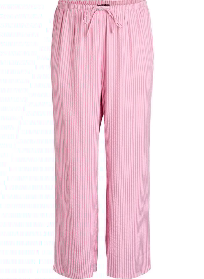Lockere Pyjamahose aus Seersucker mit hoher Taille, Pink, Packshot image number 0