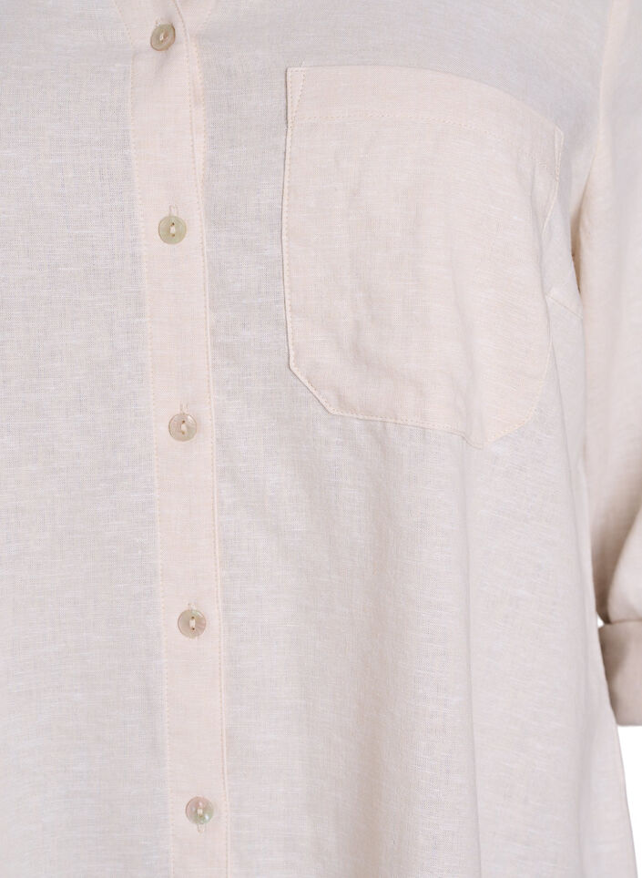 Bluse aus Leinen und Viskose mit 3/4-&Auml;rmeln, Beige, Packshot image number 2