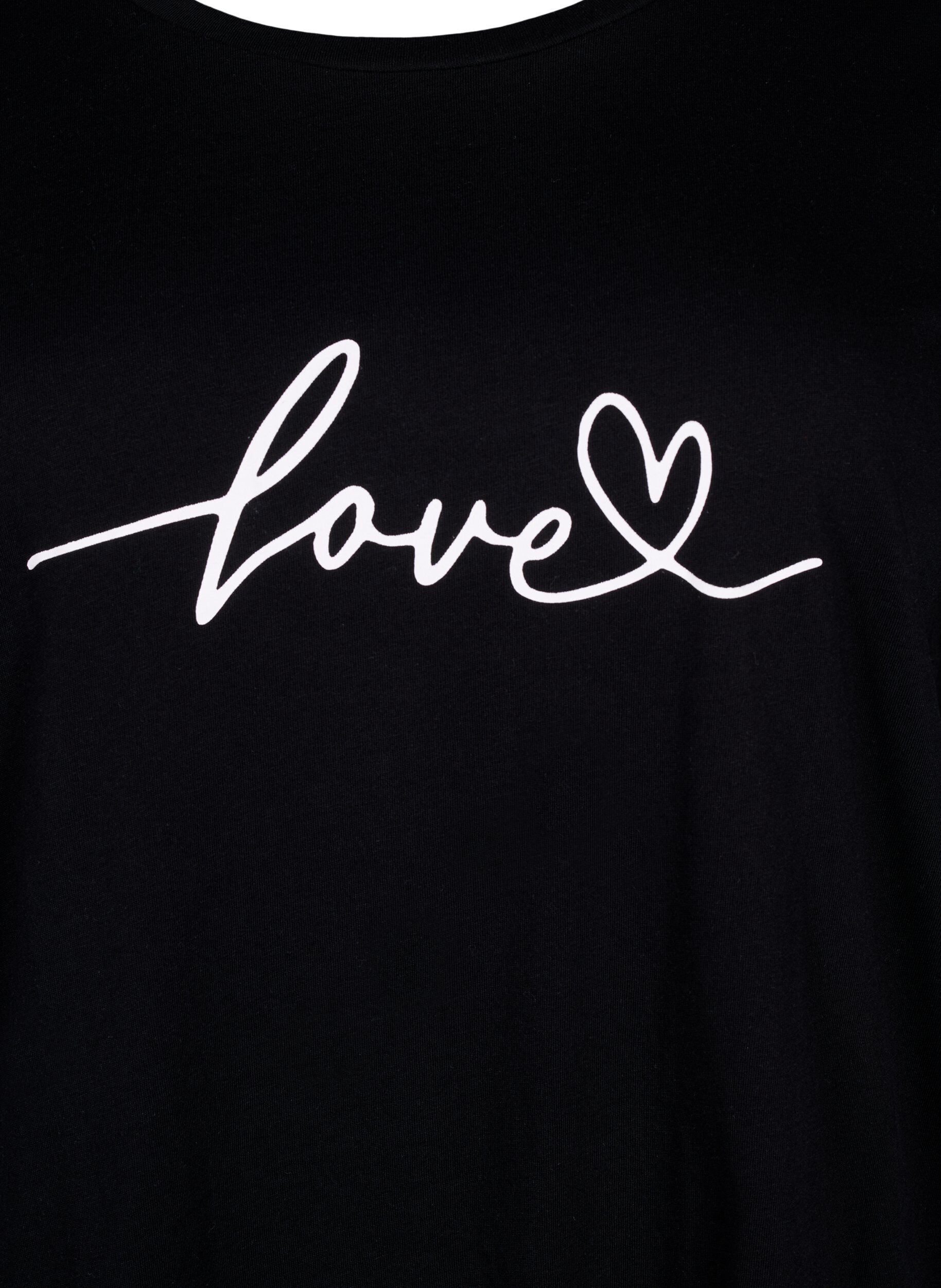 ZizziT-Shirt aus Baumwolle mit Rundhalsausschnitt und Aufdruck, Black W. Love, Packshot image number 2