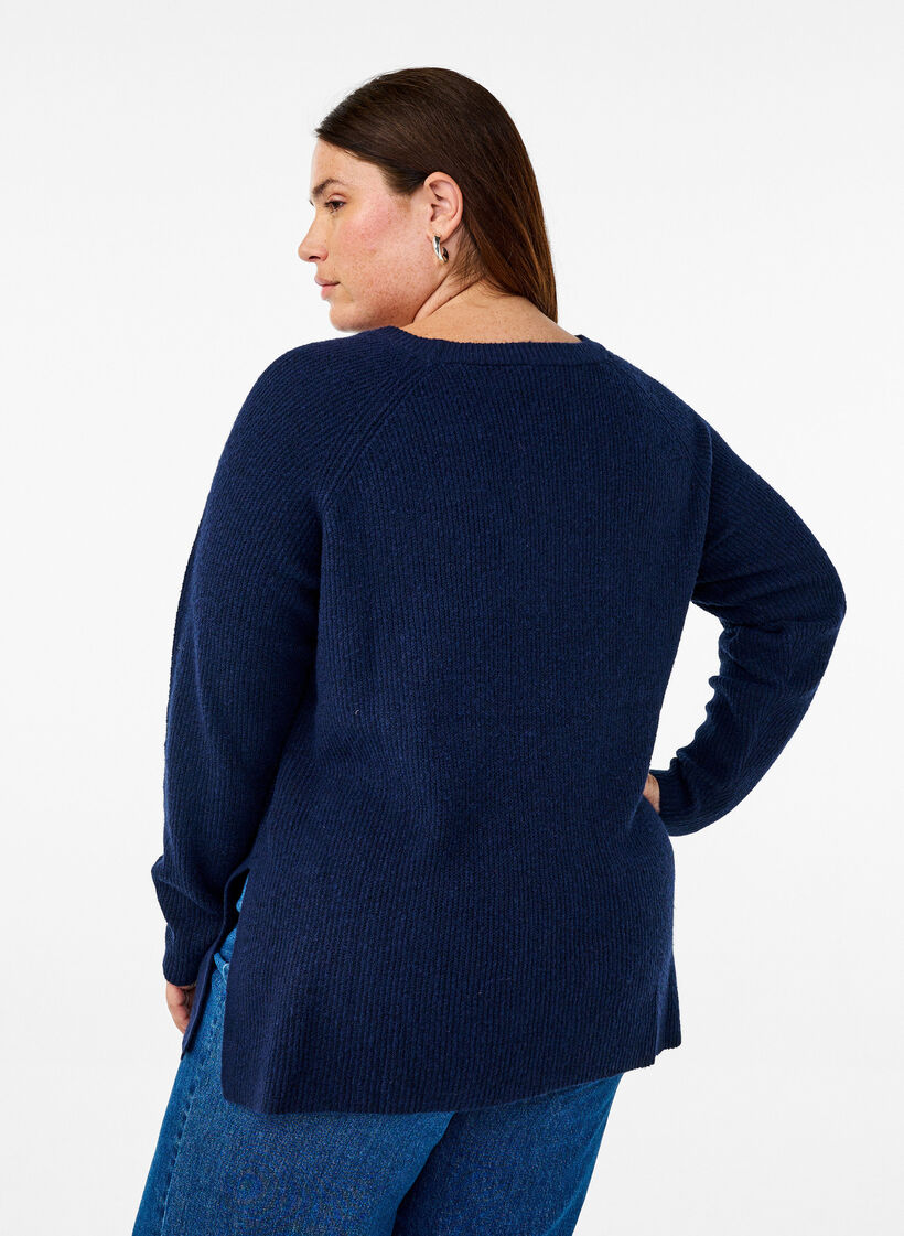 Strickbluse mit Rundhalsausschnitt, Naval Academy Mel., Model image number 1