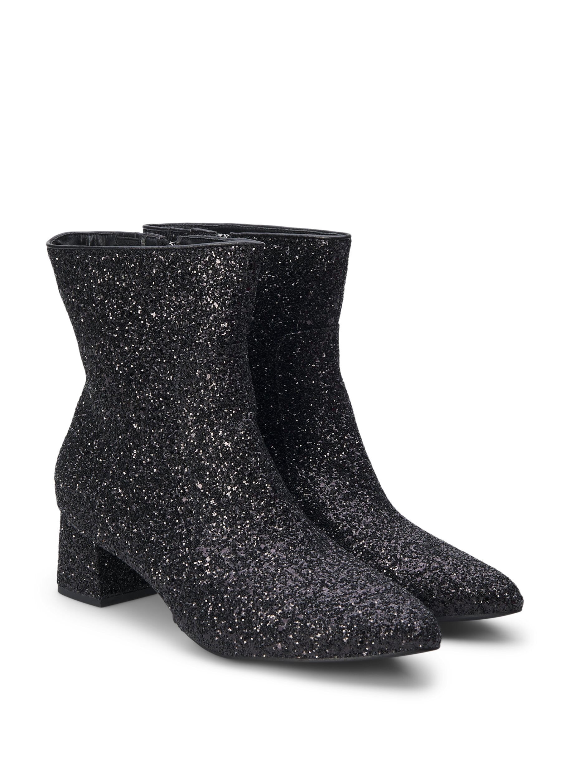 ZizziExtra-Weite &ndash; Glitzer-Stiefelette, Black, Packshot image number 1
