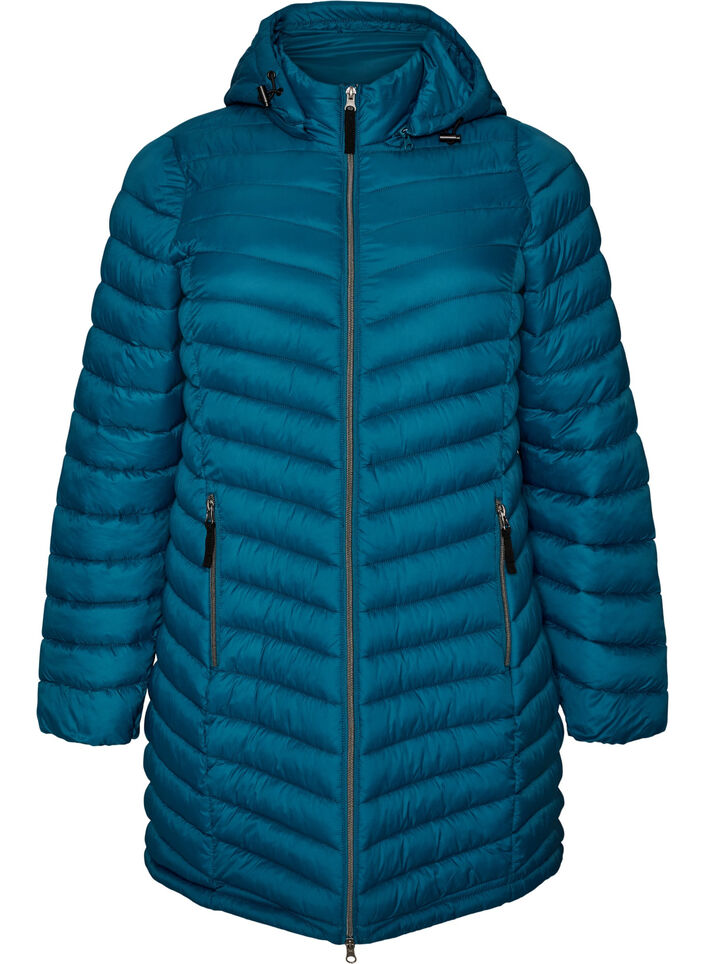 Leichte Jacke mit Taschen und abnehmbarer Kapuze, Petrol, Packshot image number 0