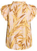 Bluse aus Viskose mit Bl&auml;tterprint und R&uuml;schendetails, Gelb, Packshot image number 1