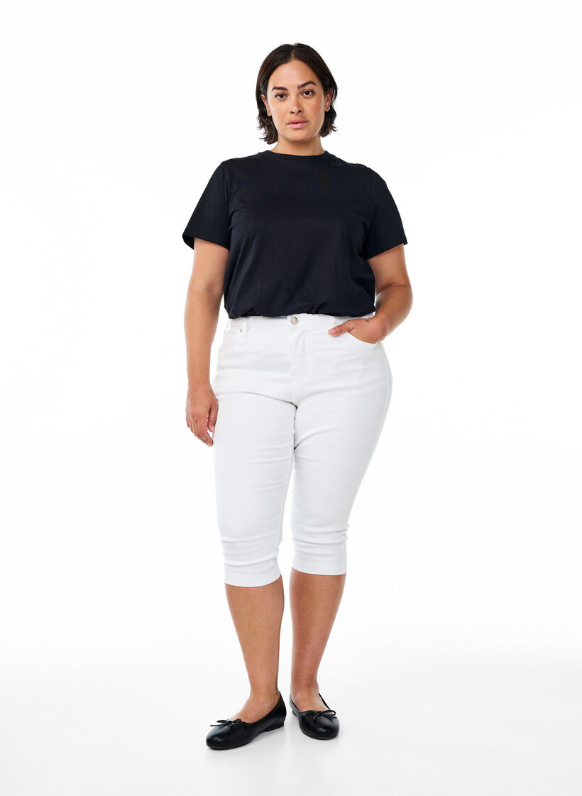 Hoch taillierte Amy Capri Jeans mit Super Slim Fit, Wei&szlig;, Model image number 0