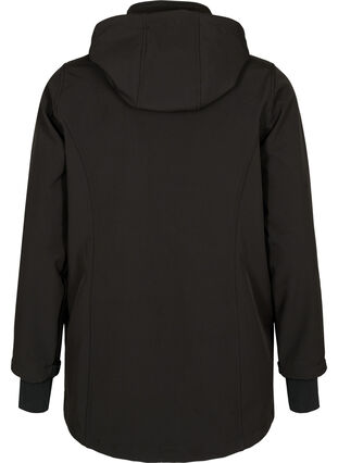 Kurze Softshell-Jacke mit abnehmbarer Kapuze, Black, Packshot image number 1