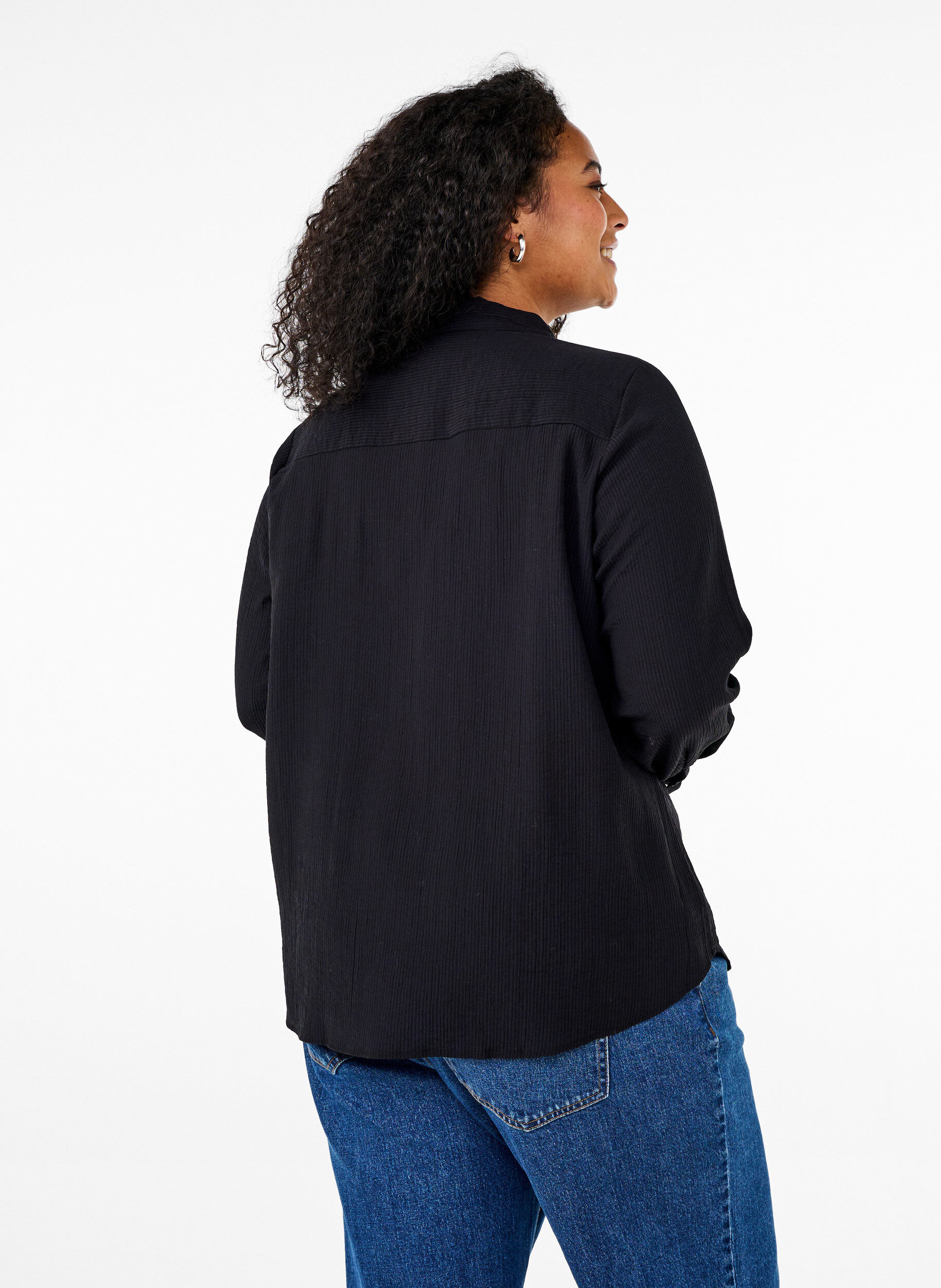 ZizziBluse mit gestreiftem Muster, Schwarz, Model image number 2