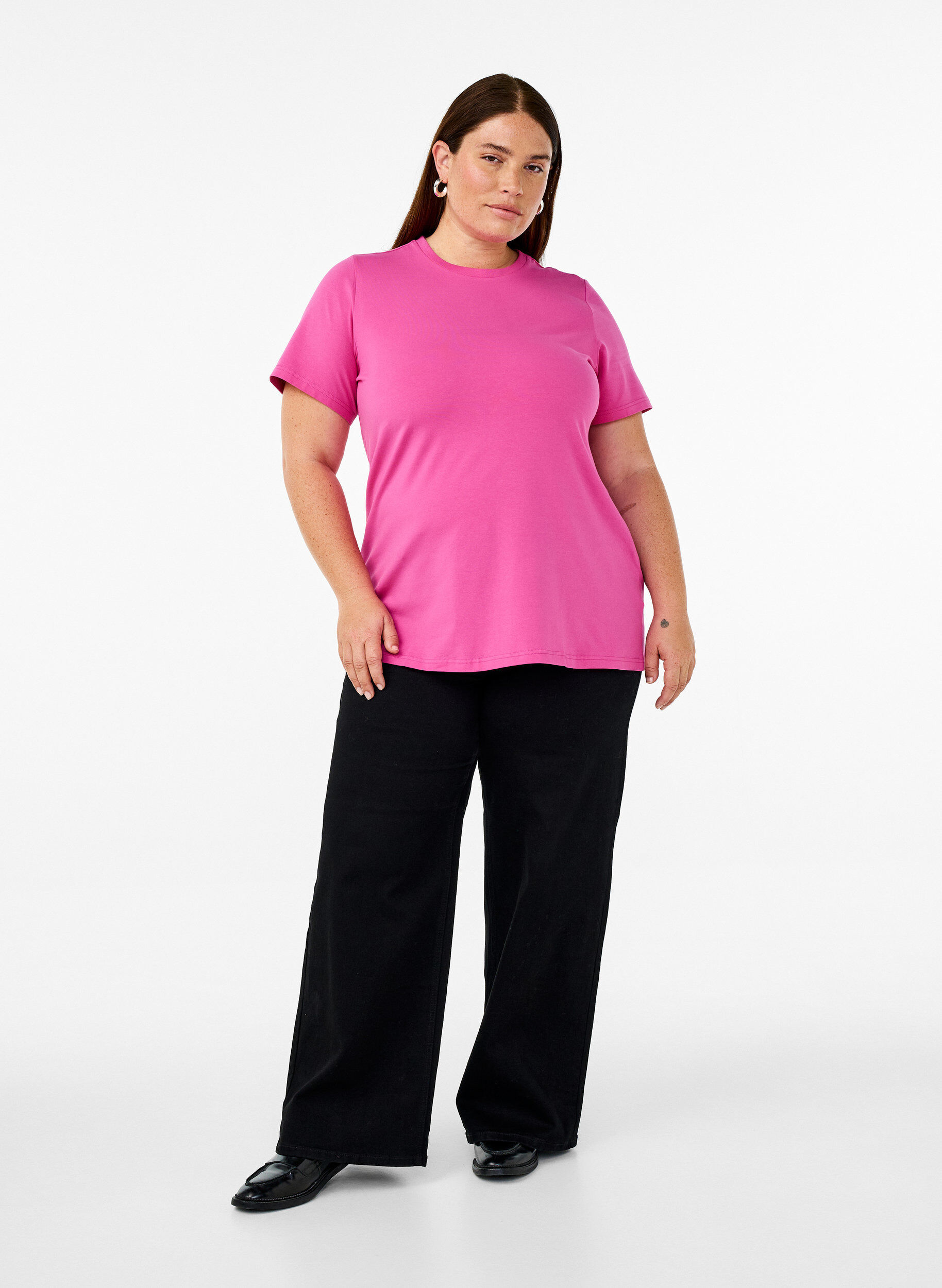 ZizziT-Shirt aus Bio-Baumwolle mit Rundhalsausschnitt, Raspberry Rose, Model image number 2