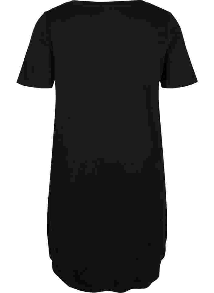 Kurzarm Nachthemd aus Baumwolle, Black w. White HEART, Packshot image number 1