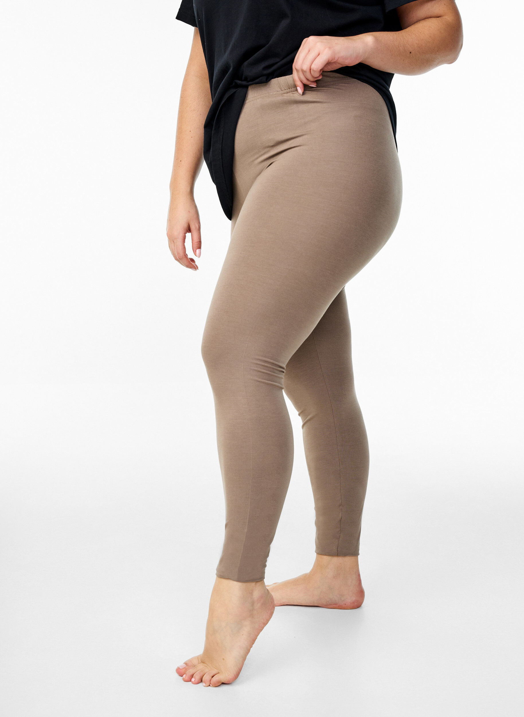 ZizziBasic Leggings aus Viskose, Braun, Model image number 0