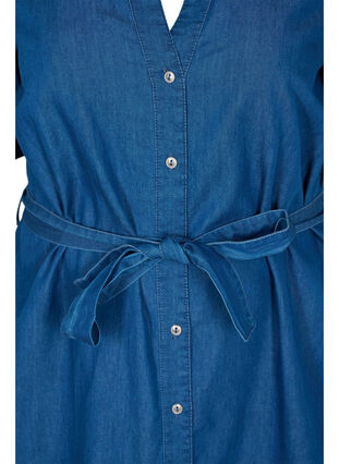 Denimkleid aus Baumwolle mit Taillengürtel, Medium Blue, Packshot image number 2
