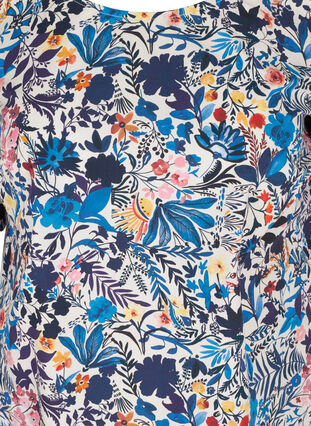 Kurzarm Bluse aus Baumwolle mit Blumenprint, Flower AOP, Packshot image number 2