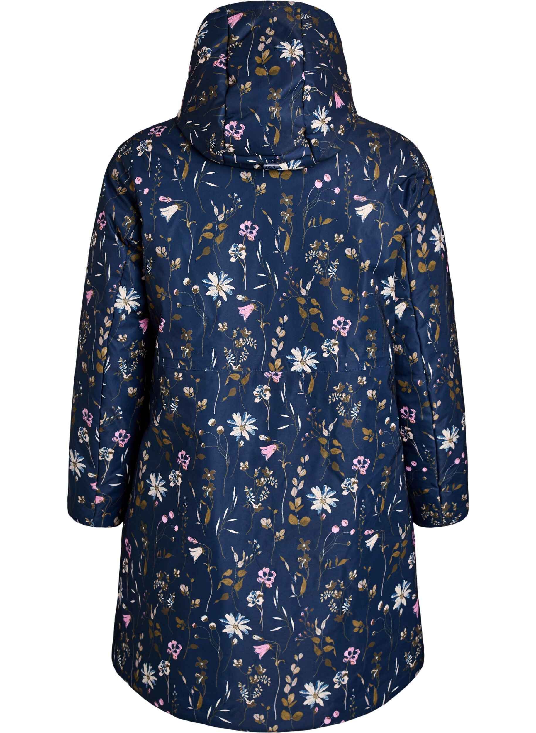 ZizziGepolsterte Winterjacke mit Blumenprint, Blau, Packshot image number 1