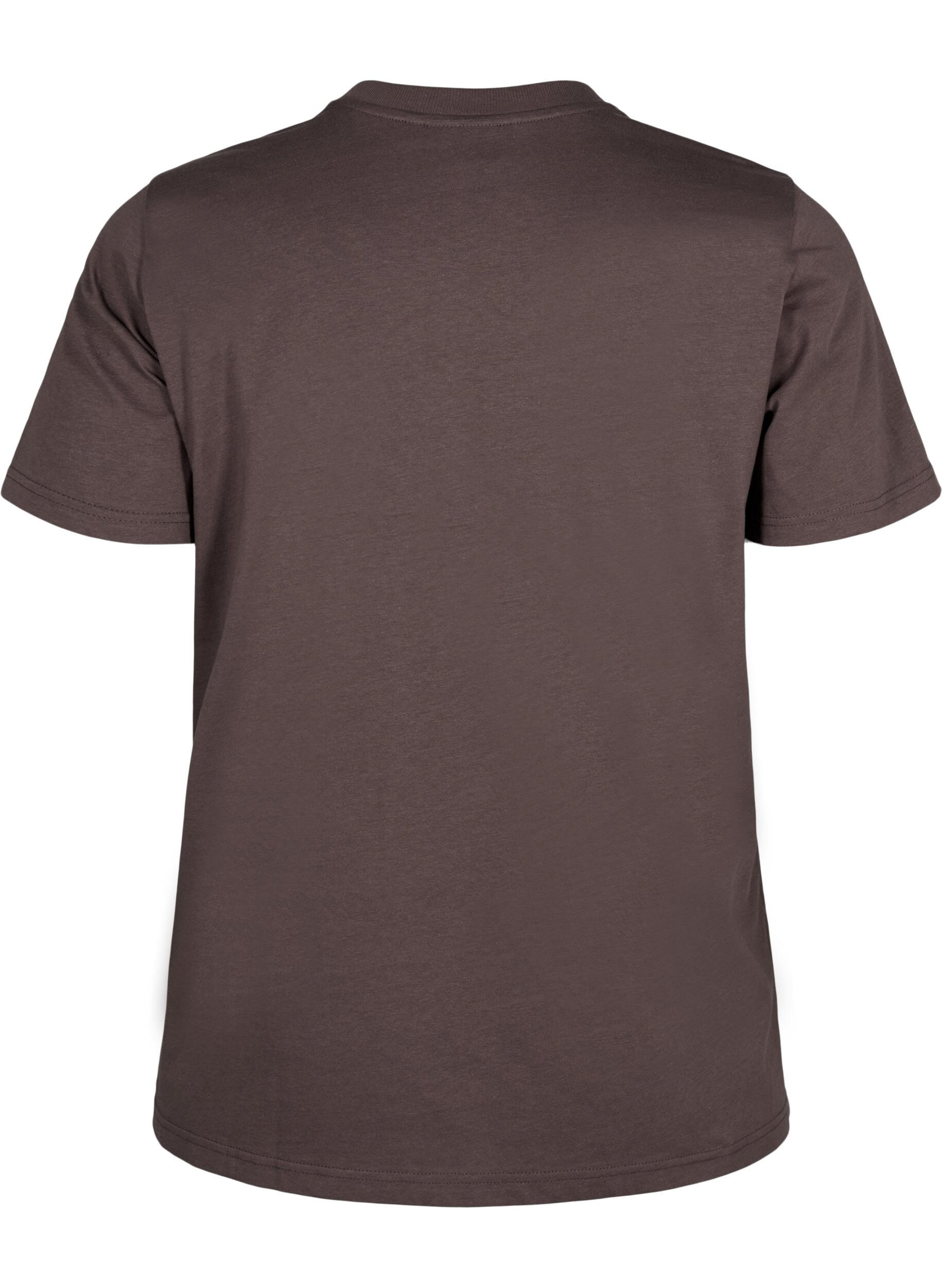 ZizziBasic-T-Shirt aus Baumwolle mit Rundhalsausschnitt, Braun, Packshot image number 1