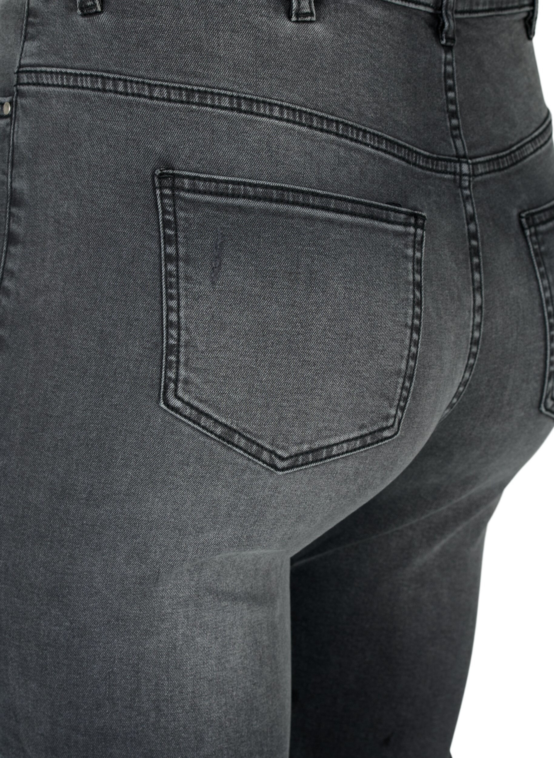 ZizziEng anliegende Jeans mit Schlitzen, Grey Denim, Packshot image number 3