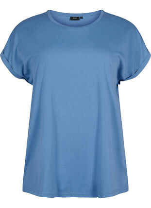 Kurzärmeliges T-Shirt aus einer Baumwollmischung, Moonlight Blue, Packshot image number 0