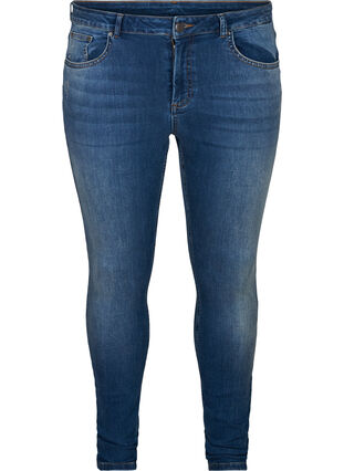 Super Slim Amy Jeans mit hoher Taille, Blue denim, Packshot image number 0