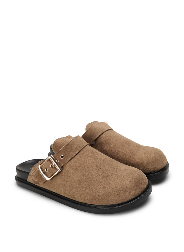 Weite M Wildleder-Clogs, Woodsmoke, Packshot image number 1
