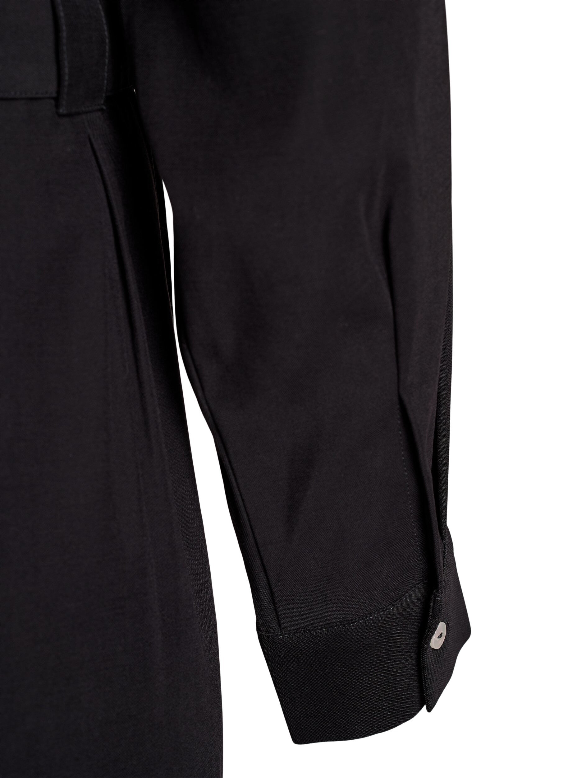 ZizziHemdblusenkleid mit Bindeg&uuml;rtel und langen &Auml;rmeln, Schwarz, Packshot image number 3