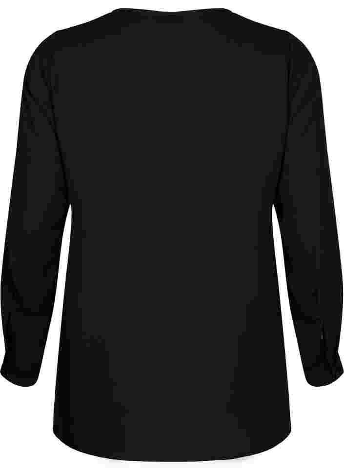 Langärmeliges Hemd mit V-Ausschnitt, Black, Packshot image number 1