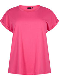 Kurzärmeliges T-Shirt aus einer Baumwollmischung, Raspberry Sorbet, Packshot
