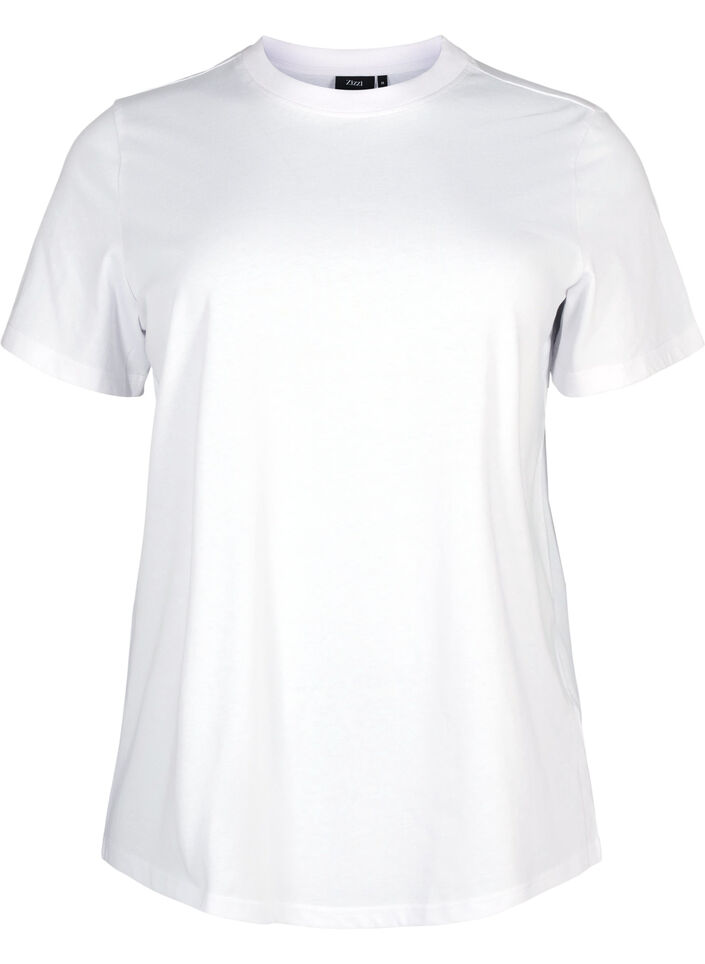 Basic-T-Shirt aus Baumwolle mit Rundhalsausschnitt, Wei&szlig;, Packshot image number 0