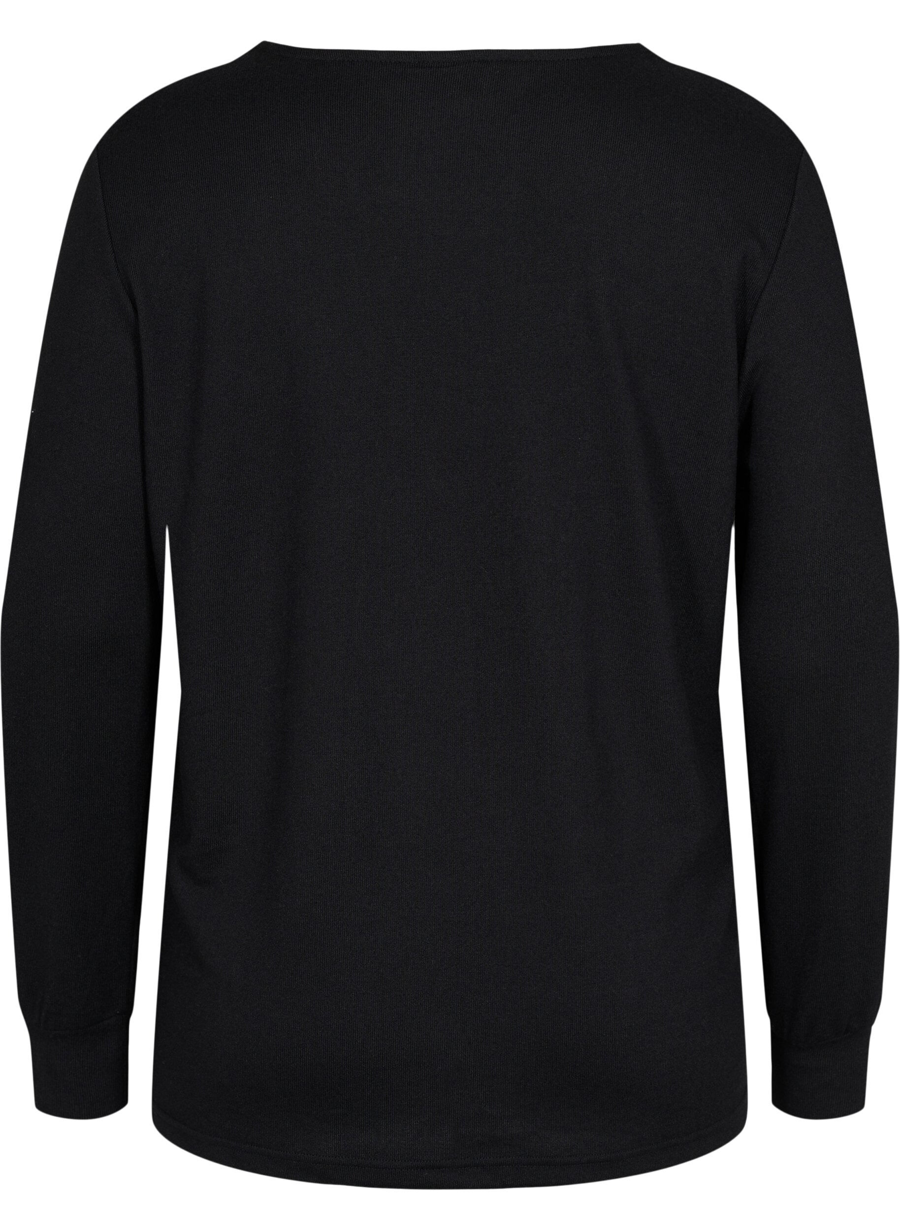 ZizziLang&auml;rmelige Bluse mit Spitzendetails, Black, Packshot image number 1