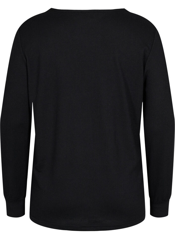 Lang&auml;rmelige Bluse mit Spitzendetails, Black, Packshot image number 1