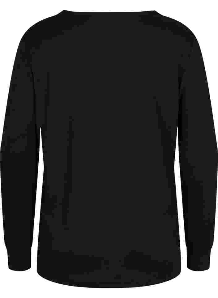 Langärmelige Bluse mit Spitzendetails, Black, Packshot image number 1
