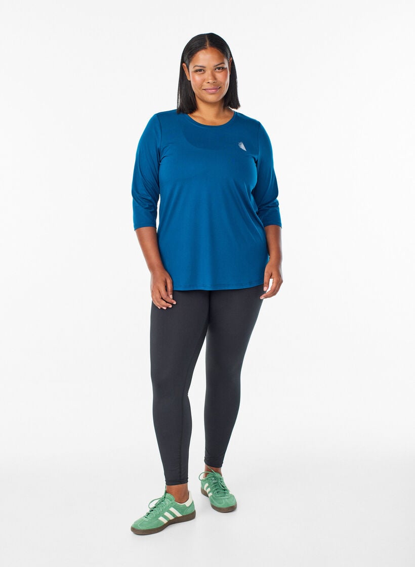Trainingsshirt mit 3/4-&Auml;rmeln, Blau, Model image number 1
