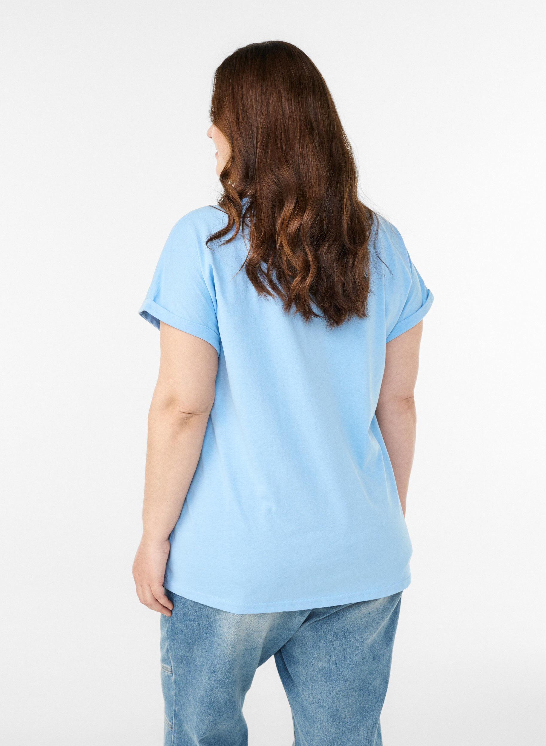 ZizziT-Shirt aus Baumwollmischung mit kurzen &Auml;rmeln, Blau, Model image number 2