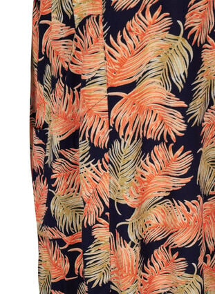 Kurzarm Viskosekleid mit Print, Orange Leaf, Packshot image number 3