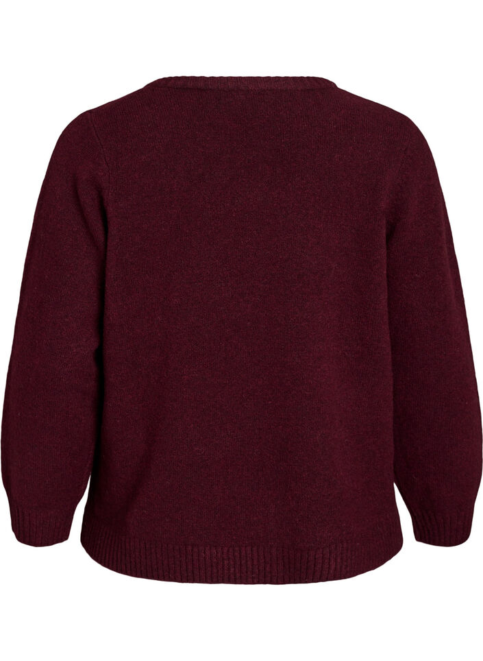 Strickjacke mit Bl&uuml;tendetail, Dunkles Bordeaux, Packshot image number 1
