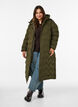 Lange Kapuzen-Steppjacke mit Wellenmuster, Gr&uuml;n, Model image number 1