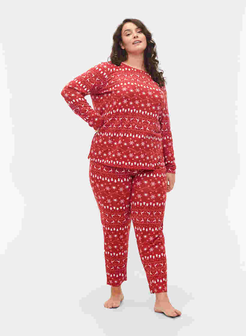 Bluse mit Weihnachtsmotiv, Tango Red/White AOP, Model image number 2