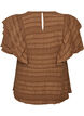 Bluse mit gesmokter Textur und R&uuml;schen&auml;rmeln, Braun, Packshot image number 1