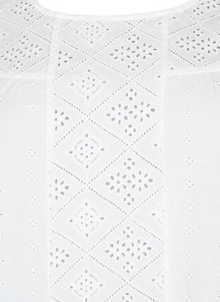 Bluse mit Anglais-Stickerei und 3/4-Ärmeln, Bright White, Packshot image number 2