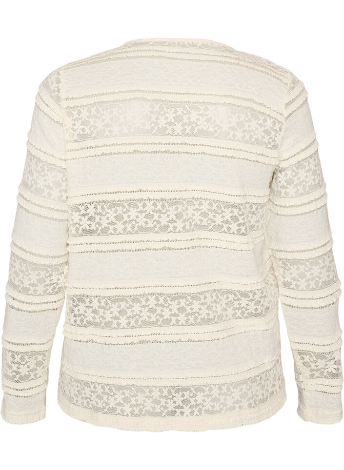 Bluse aus Spitze mit langen &Auml;rmeln, Vanille, Packshot image number 1