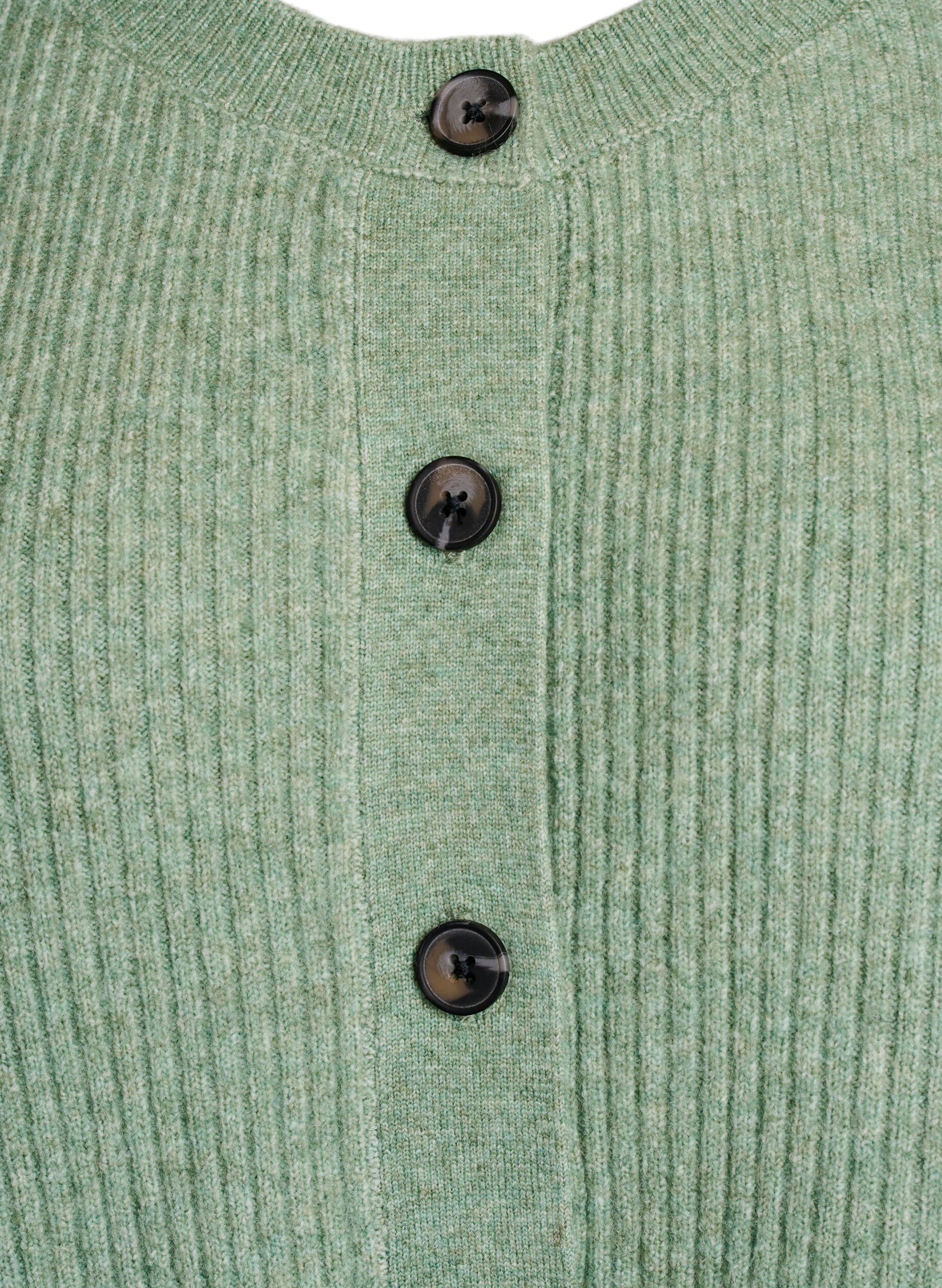 ZizziRippenstrick Strickjacke mit Kn&ouml;pfen, Gr&uuml;n, Packshot image number 2