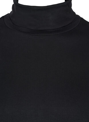 Eng sitzende Viskose-Bluse mit hohem Hals, Black, Packshot image number 2