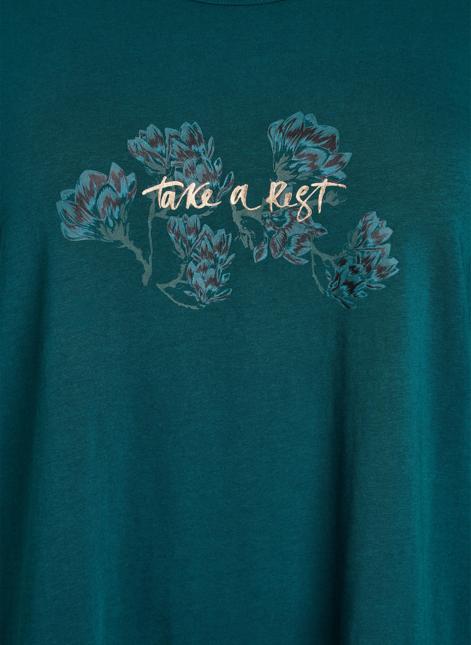 ZizziNachtshirt aus Baumwolle mit Print auf der Vorderseite, T&uuml;rkis, Packshot image number 2