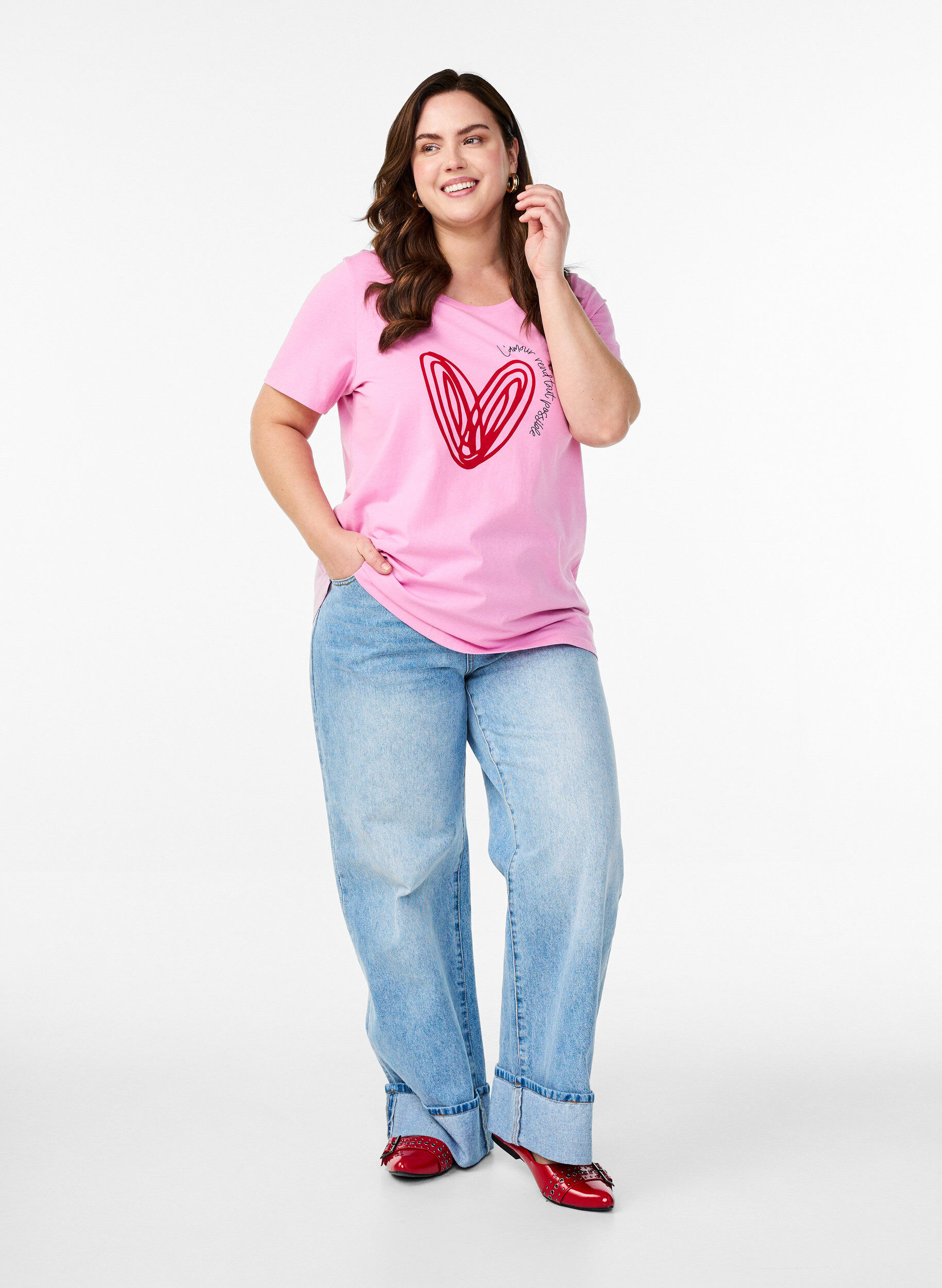 ZizziBaumwoll-T-Shirt mit Motiv, Begonia P. w. Heart, Model image number 2
