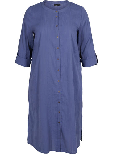 Hemdkleid aus Baumwolle mit 3/4-Ärmeln, Nightshadow Blue, Packshot image number 0
