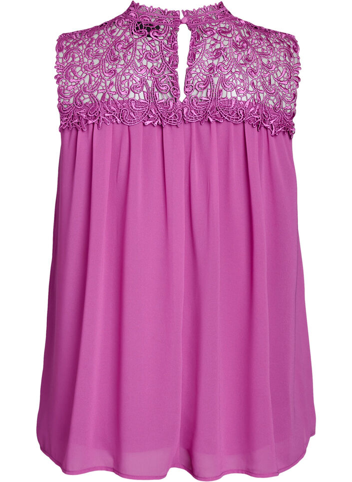 Ärmelloses Party-Top mit Häkelarbeit, Lila, Packshot image number 1