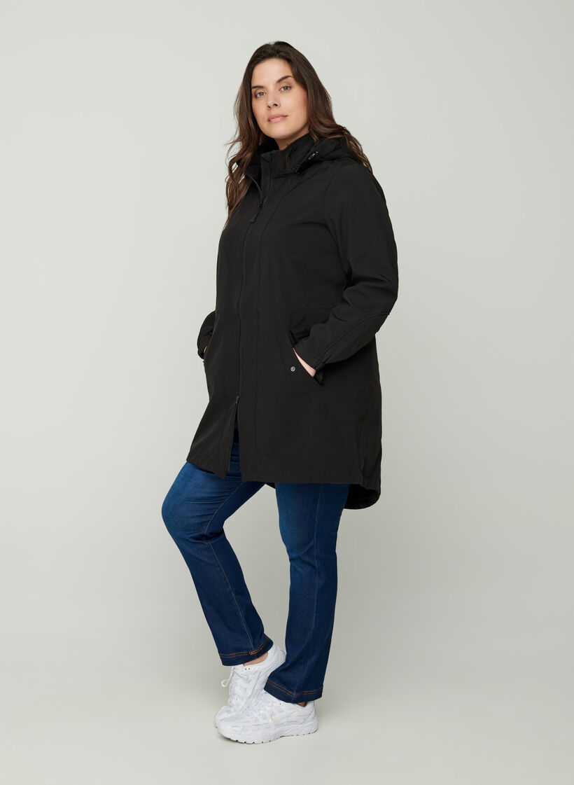 Softshelljacke mit Kapuze, Black solid, Model image number 5