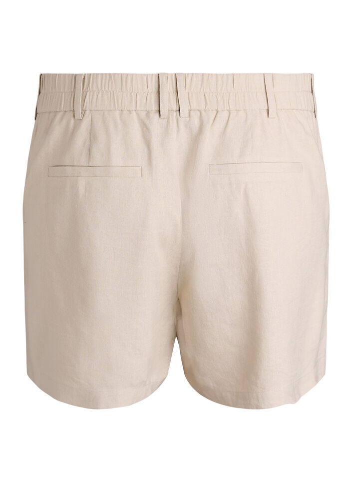 Hoch taillierte Bermudashorts aus Leinen und Viskose, Beige, Packshot image number 1