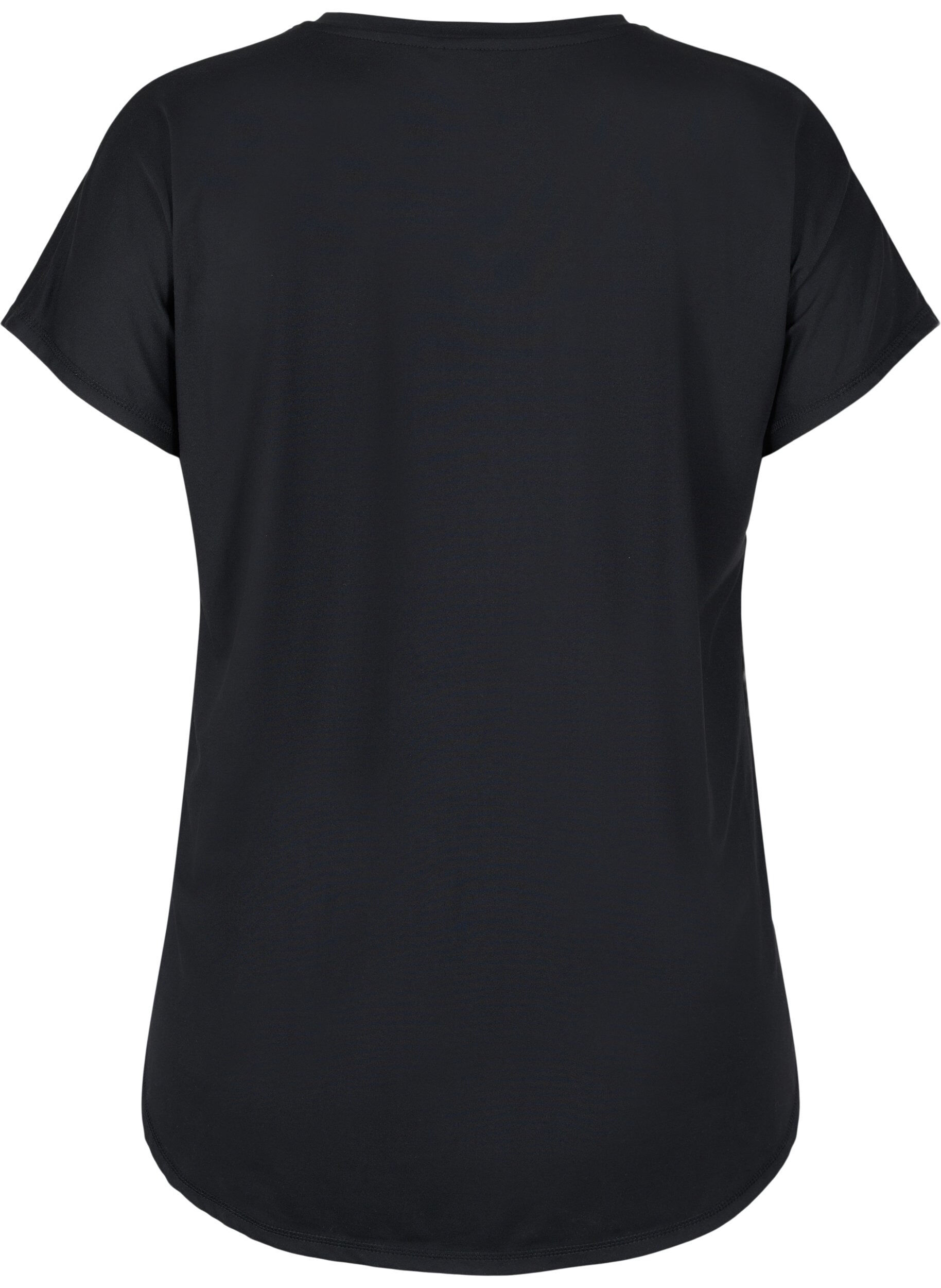 ZizziKurzarm Trainingsshirt mit V-Ausschnitt, Schwarz, Packshot image number 1