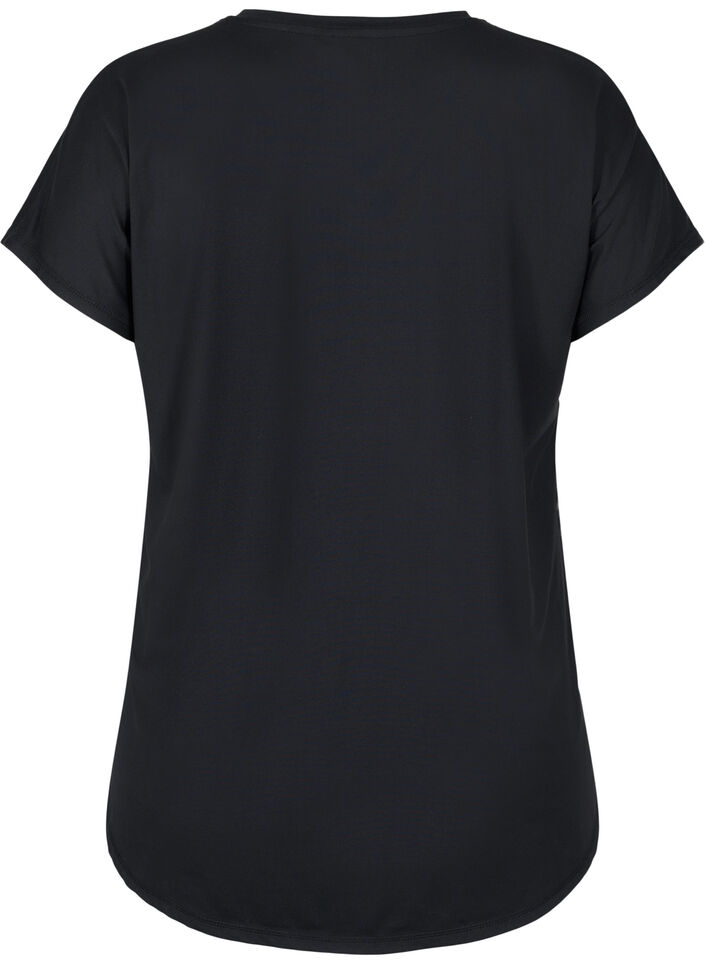 Kurzarm Trainingsshirt mit V-Ausschnitt, Schwarz, Packshot image number 1