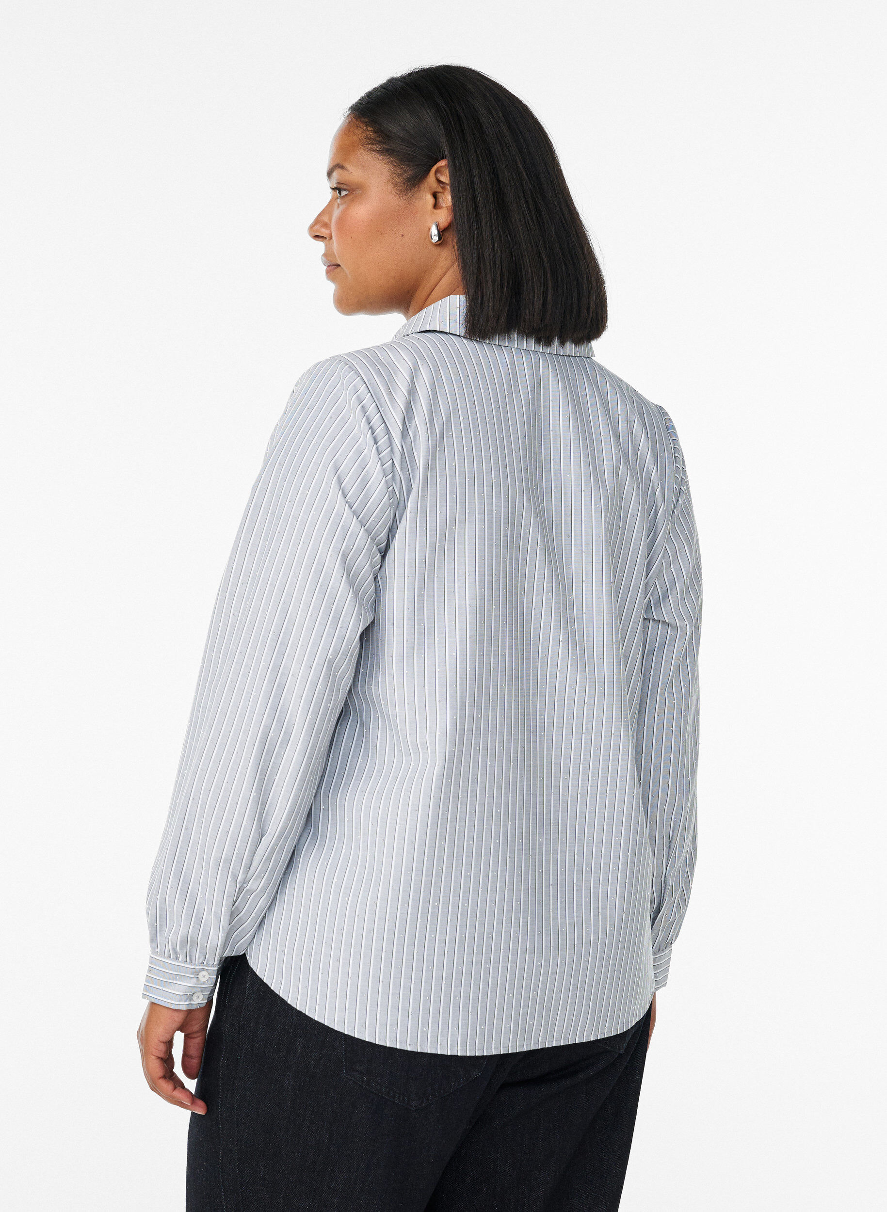 ZizziBluse mit Streifen und Nieten, Schwarz, Model image number 2